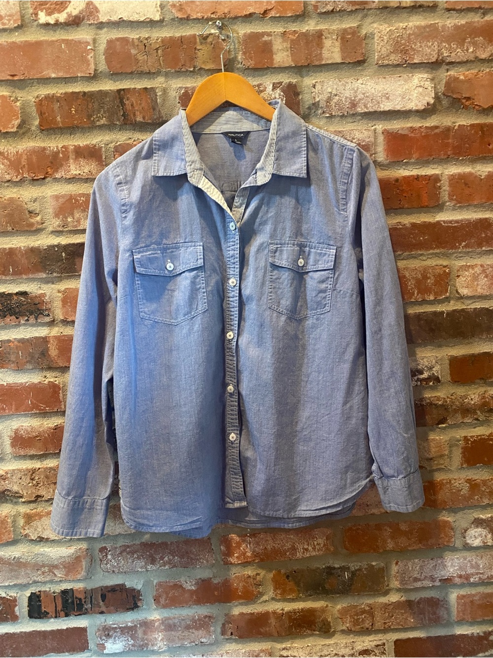 Nautica Light Blue Casual Button-Down Shirt